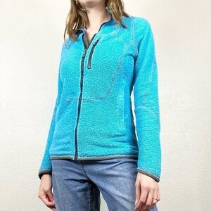 AK Burton Blue Terry Cloth Zip Up Jacket